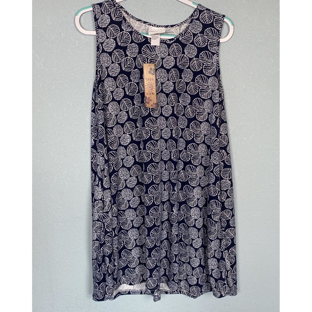 NWT Coastal Beach Summer Sun Dress by Raya Sun Size XL Loose & Flowy‎ Black Leaf